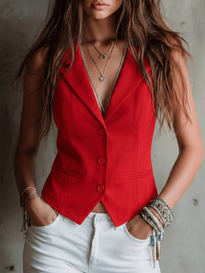 Arden - Vestă Elegantă De Costum Cu Buzunare