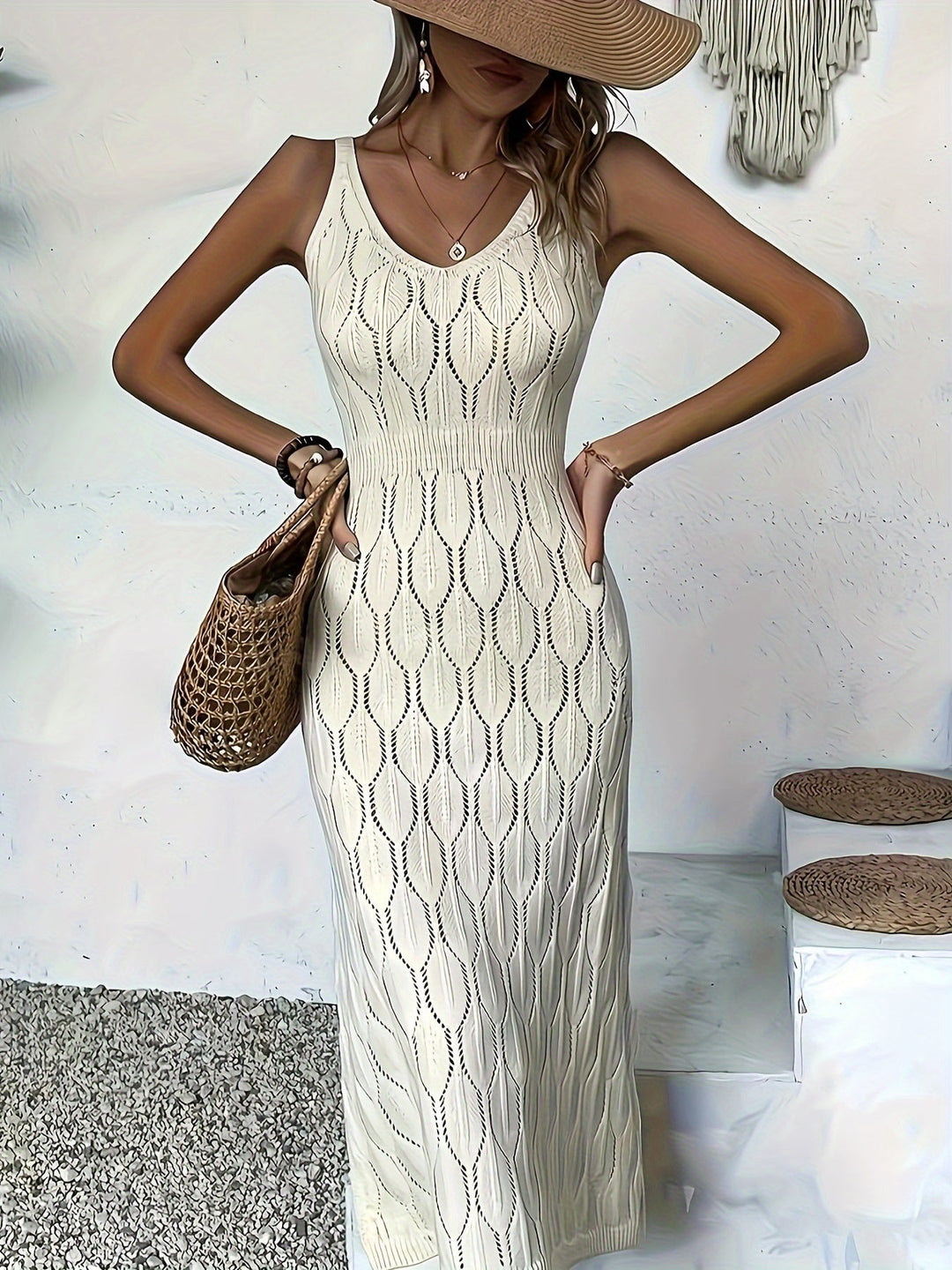 Luciana - Fără Mâneci Lung Tricotată Rochie Cu Un Haina Stil