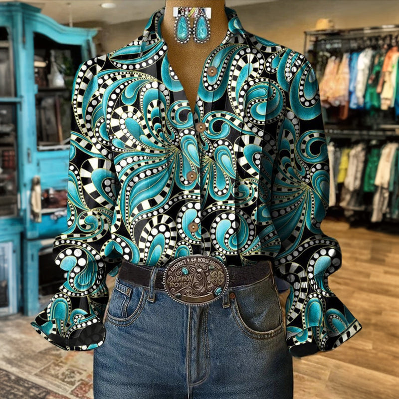 Visenya - Bluză Epoca Cu Imprimeu Rezumat