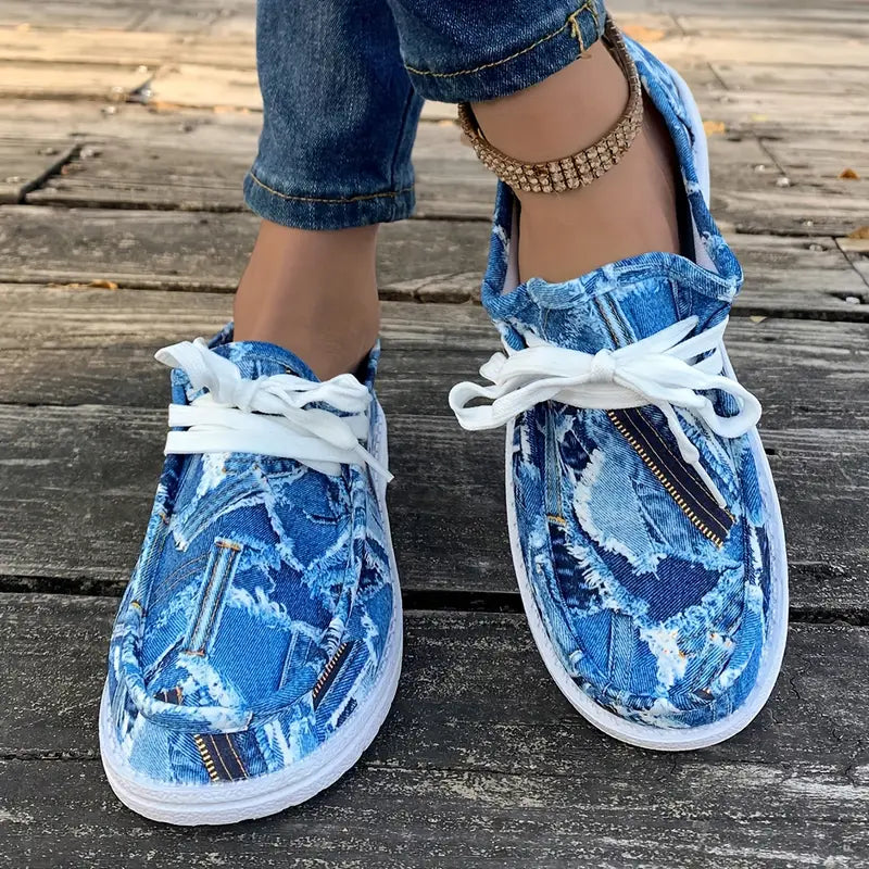 Ulanda - Adidași Antiderapanti Cu Imprimeu Denim