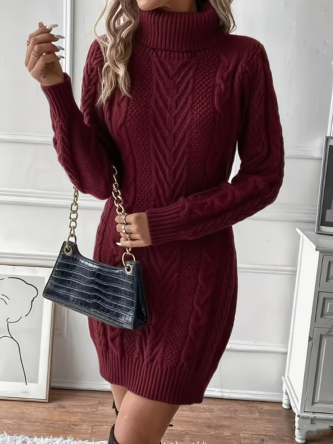 Milanda - Rochie Pulover Cu Modele Tricotat