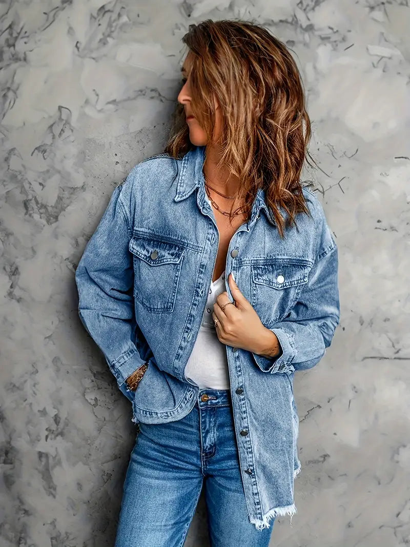 Malika - Jacheta Din Denim Cu Mâneci Lungi