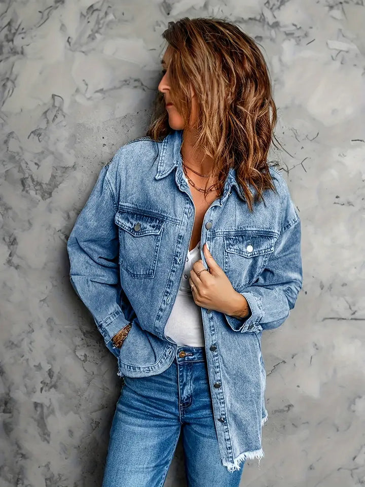 Malika - Jacheta Din Denim Cu Mâneci Lungi