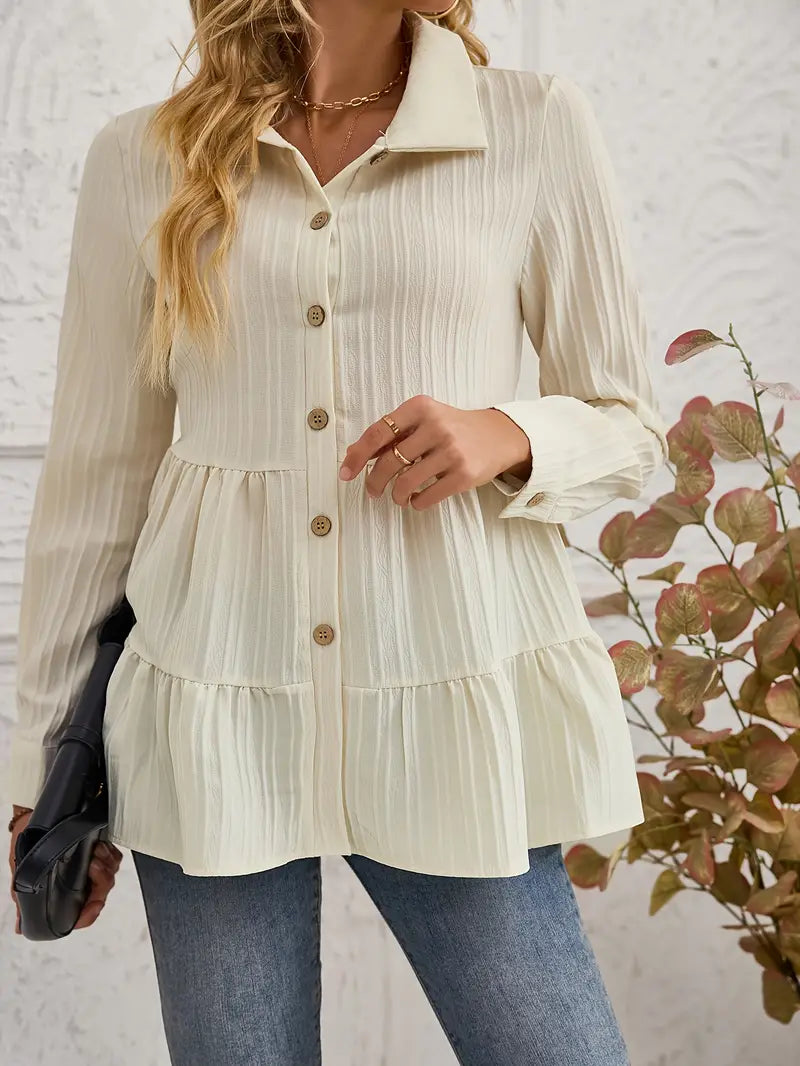 Majlinda - Cămașă Elegantă Cu Mâneci Lungi și Nasturi
