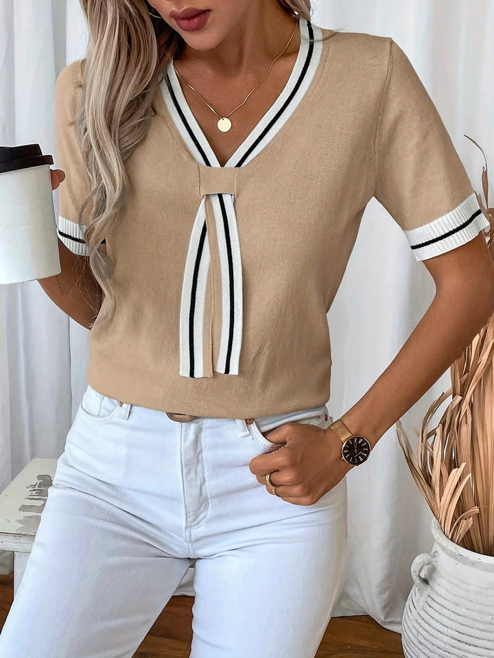 Brunella - Top eleganță Din Tricot Cu Decolteu In V