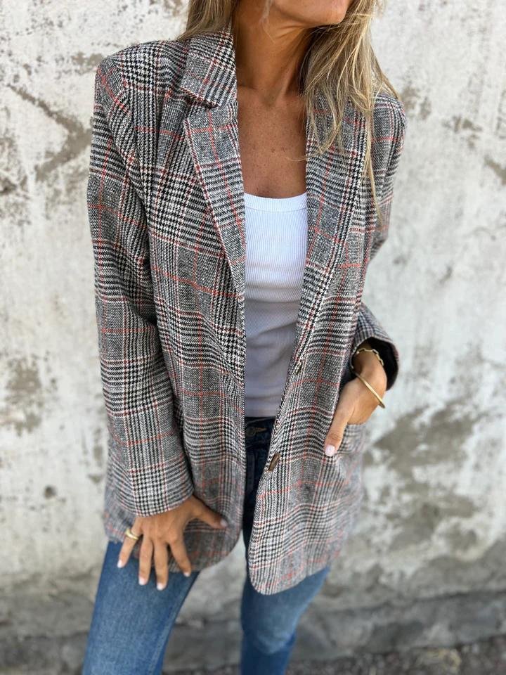 Basia - Blazer Elegant De Iarnă în Carouri
