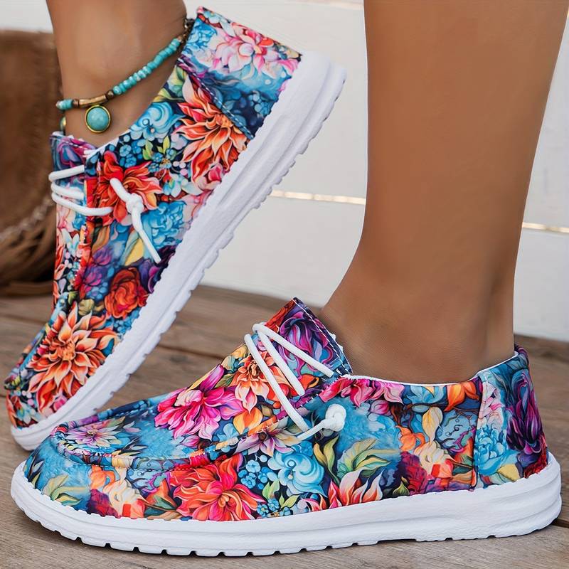 Meiriya - Adidași Casual cu Imprimeu Floral Mare