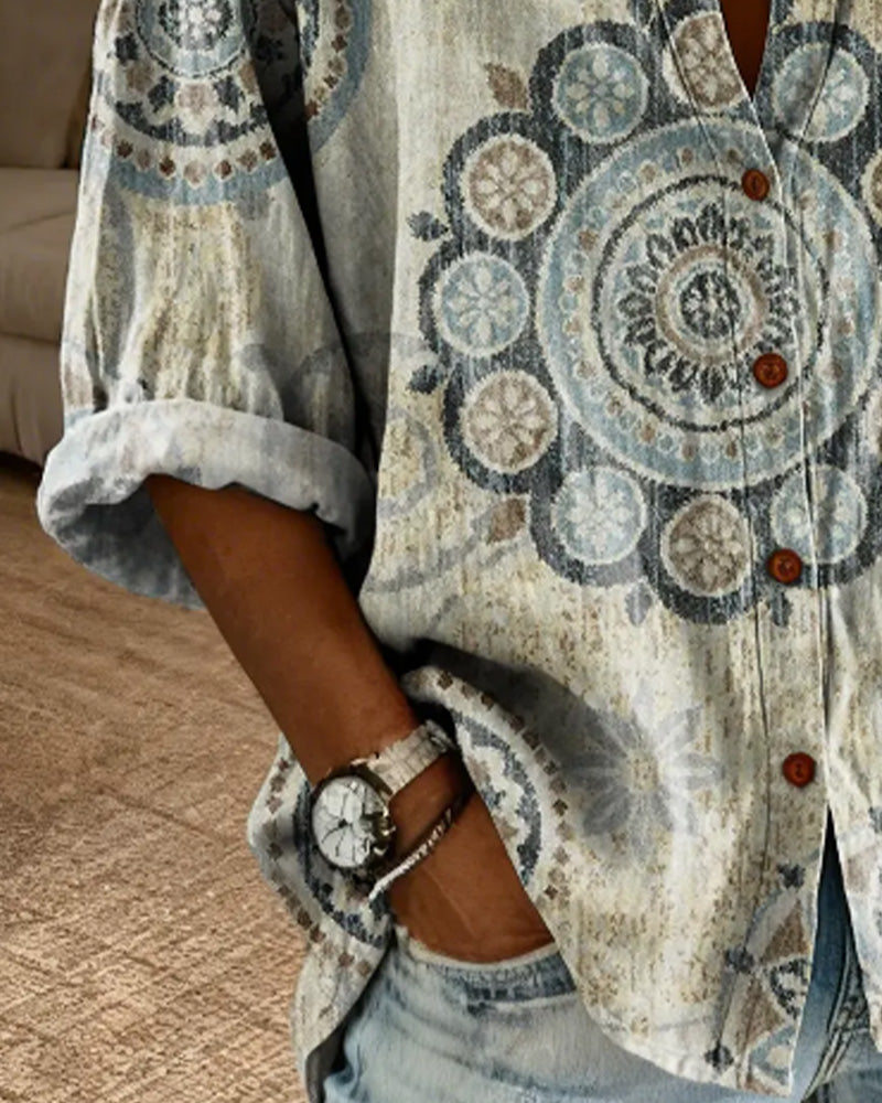 Nirita - Tricou Cu Mâneci Lungi și Imprimeu Mandala