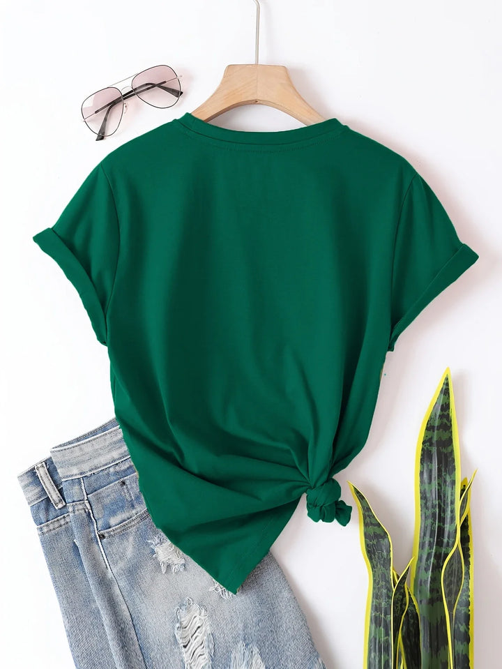 Larson - Tricou Casual Cu Mâneci Scurte și Imprimeu în Formă De Inimă