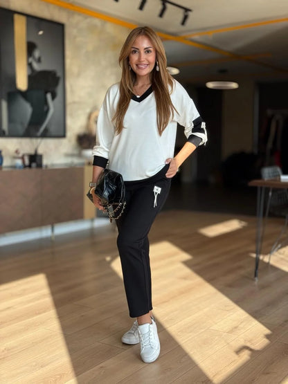 Valene - Pantaloni Casual Cu Talie Elastică și Buzunare