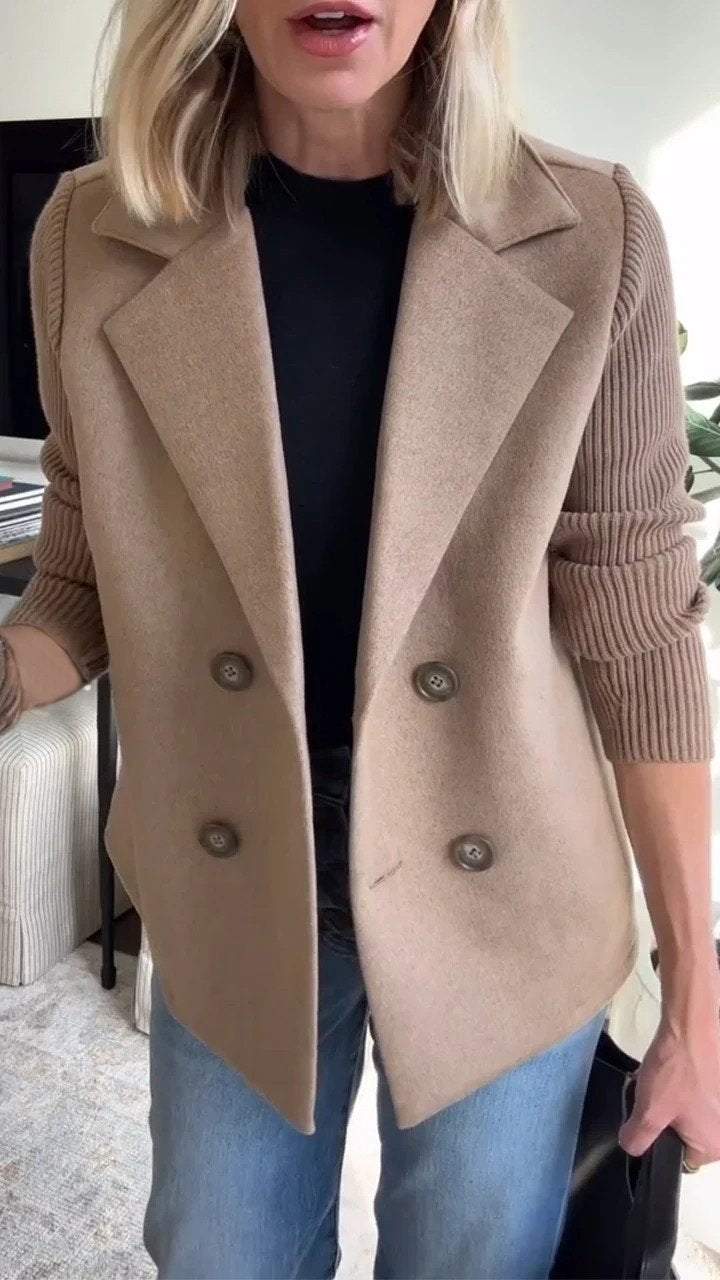 Kittiya - Blazer Elegant Tricotat Cu Mâneci Lungi