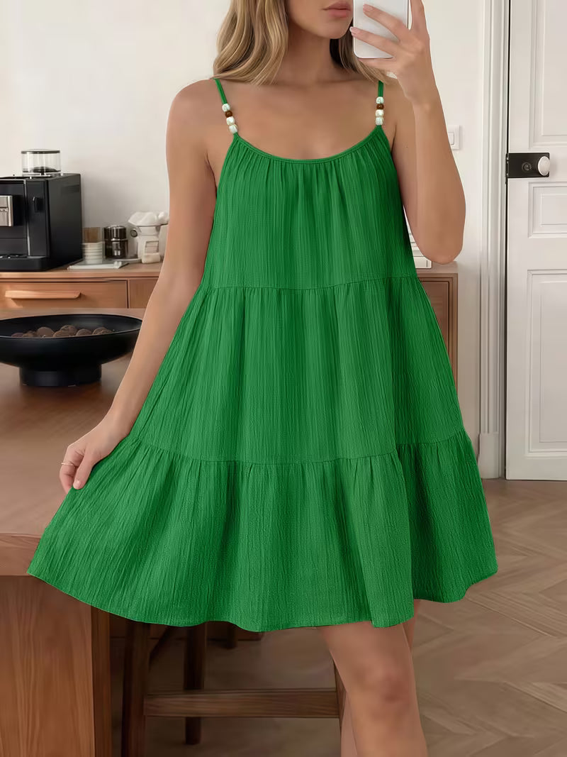 Masley – Rochie Mini cu Bretele Subțiri și Croială Lejeră