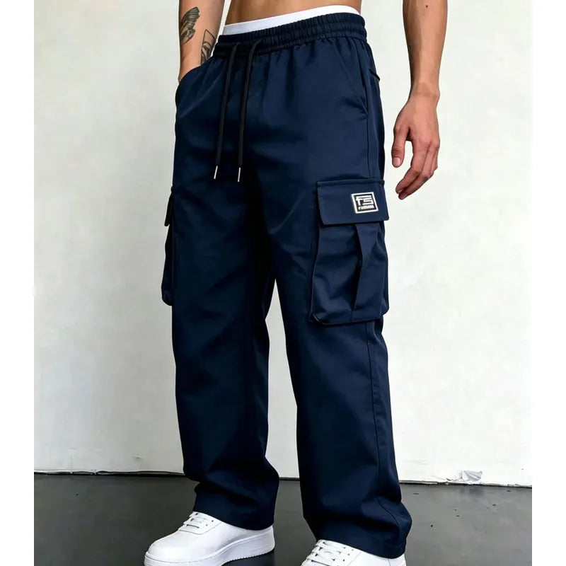 Nesham - Pantaloni Cargo cu Cordon la Talie și Buzunare