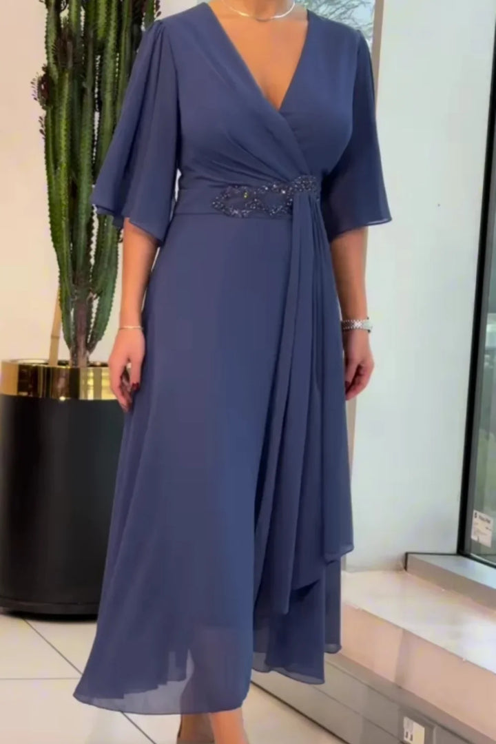 Ezina - Rochie Lungă Elegantă Din șifon