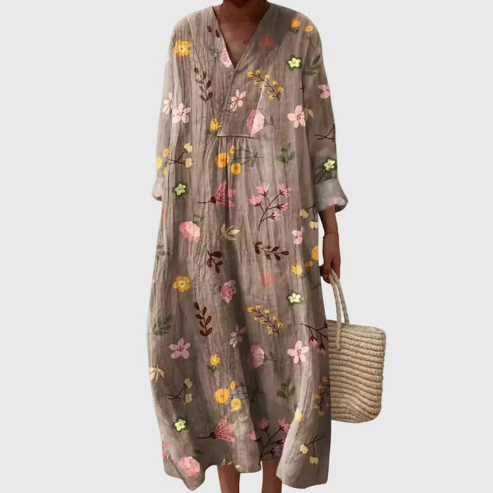 Elyana - Rochie Midi Oversized Cu Decolteu în V
