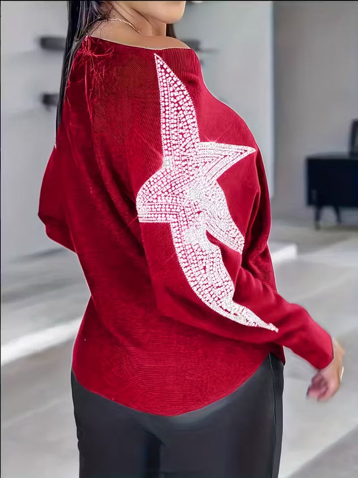 Bernardino - Pulover Elegant cu Mâneci Lungi și Imprimeu cu Stele