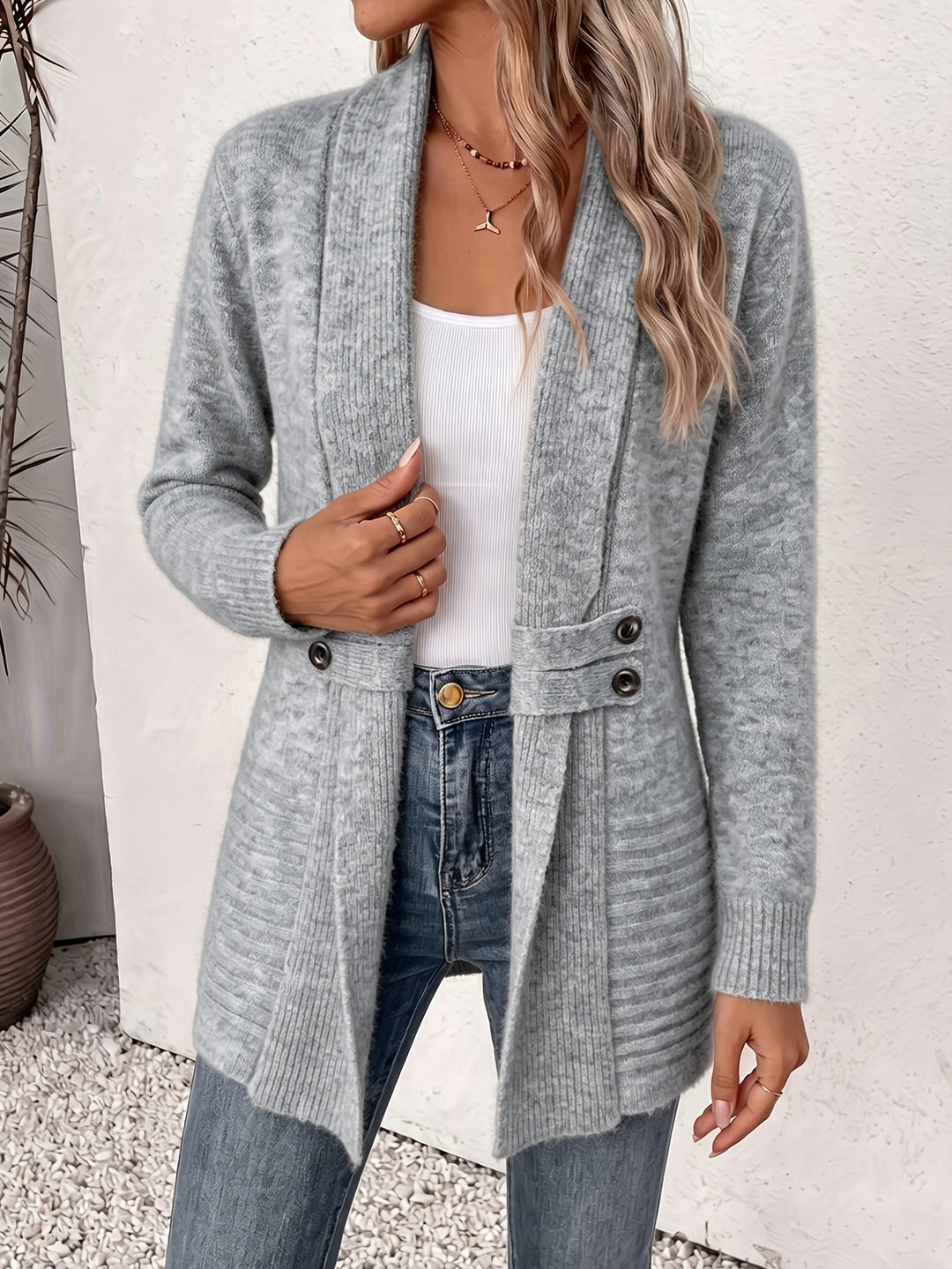 Linsey - Cardigan Elegant Cu Partea Din Față Deschisă