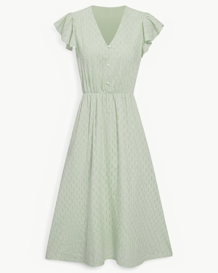 Julieta - Rochie Midi Cu Mâneci Cu Volane