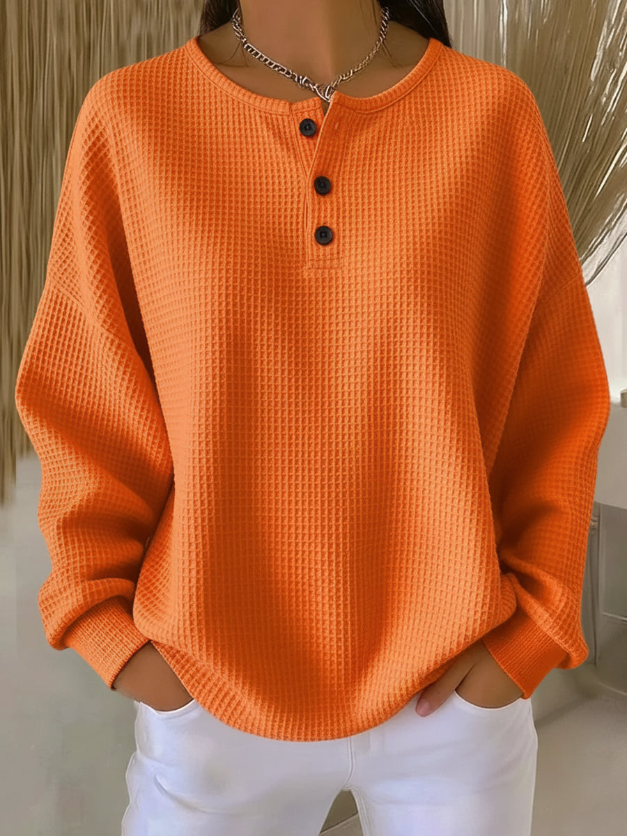 Ritona - Hanorac Henley Cu Tricot Tip Waffle