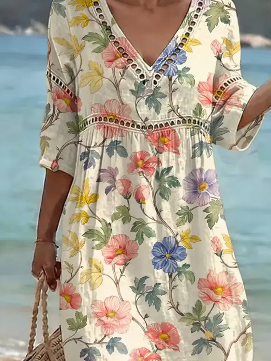 Nona – Rochie Din Bumbac Și in Cu Imprimeu Floral