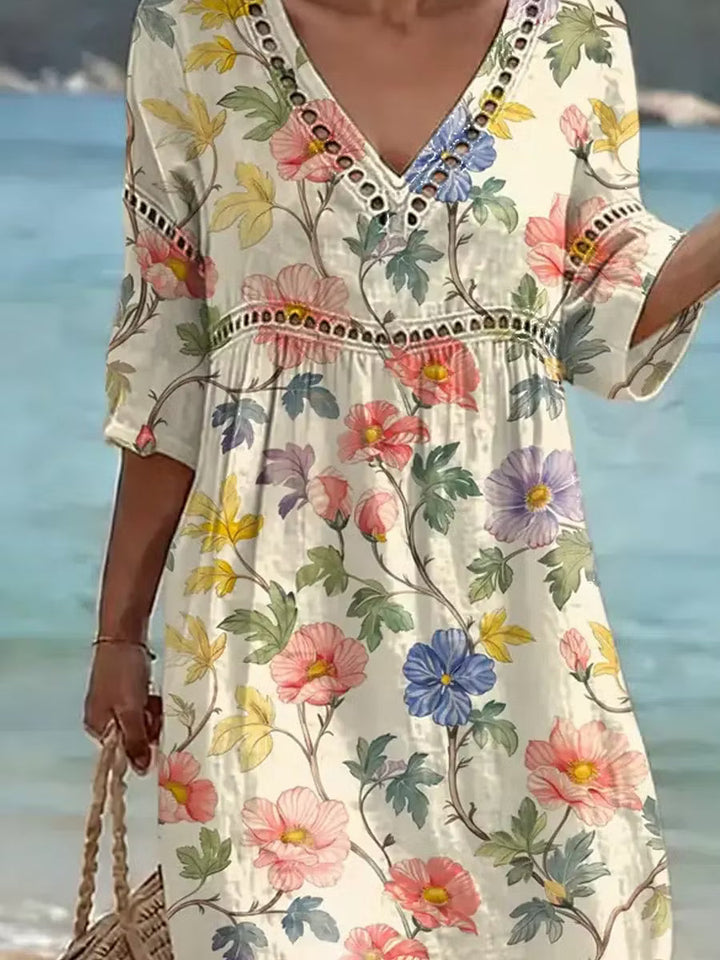 Nona – Rochie Din Bumbac Și in Cu Imprimeu Floral
