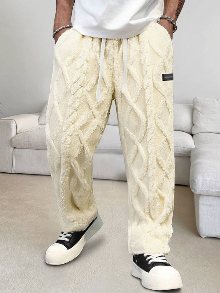 Zecharia - Pantaloni Cu Model Geometric și Talie Elastică