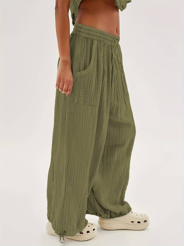 Marielle - Pantaloni Casual Cu Croi Larg, Până La Glezne
