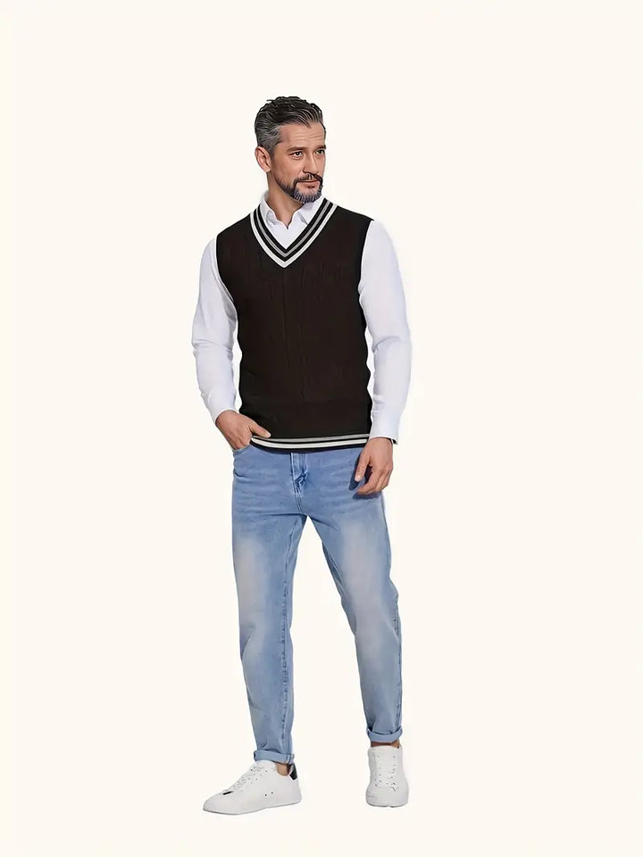 Duane - Pulover Tricotat Fără mâneci, Cu Decolteu în V