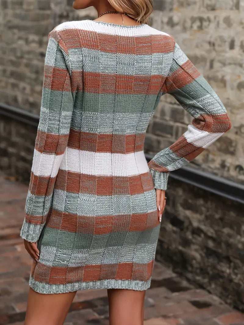Begum - Rochie Casual Cu Mâneci Lungi și Tricotată