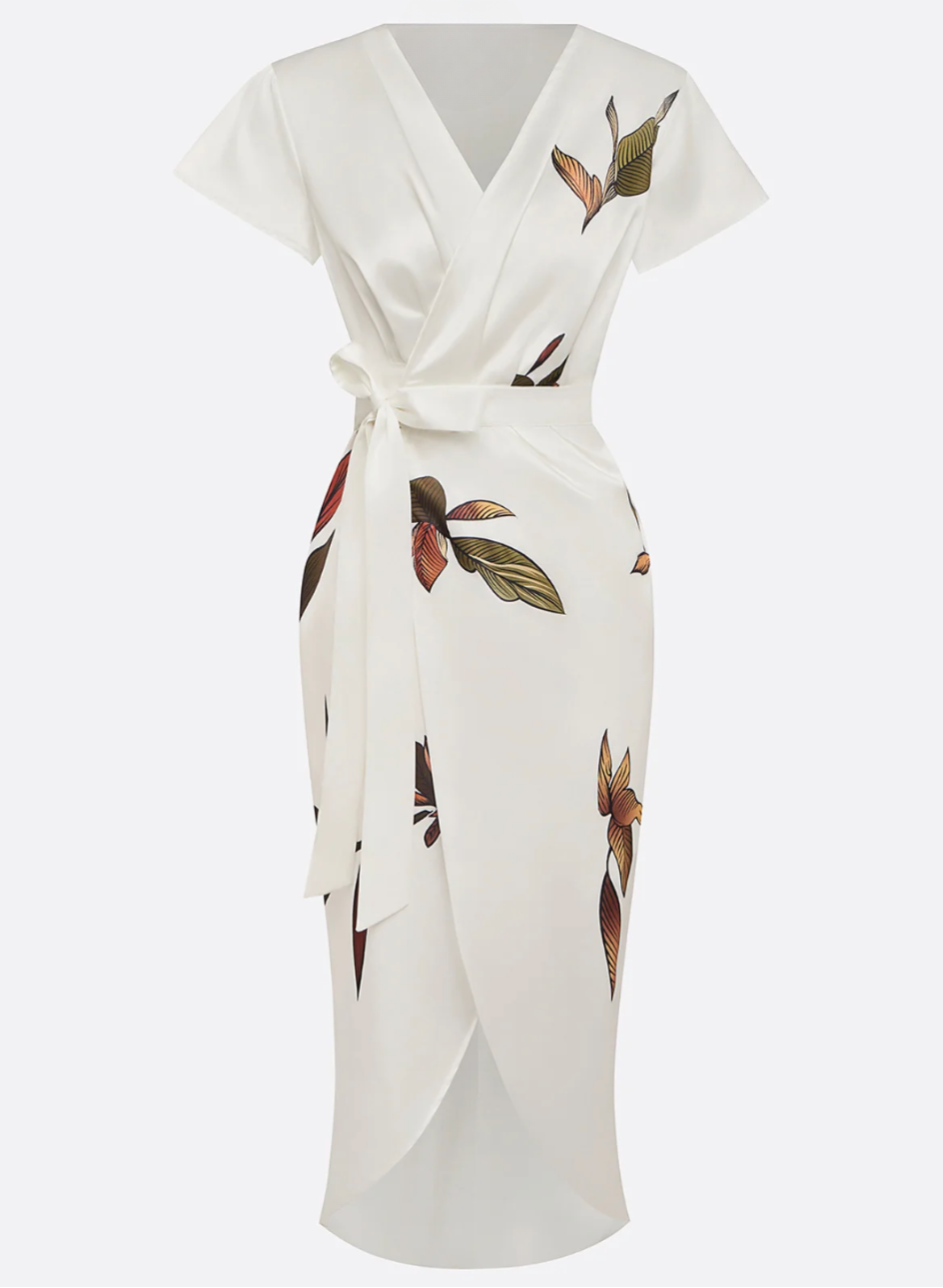 Beverly - Rochie Elegantă Din Satin Alb