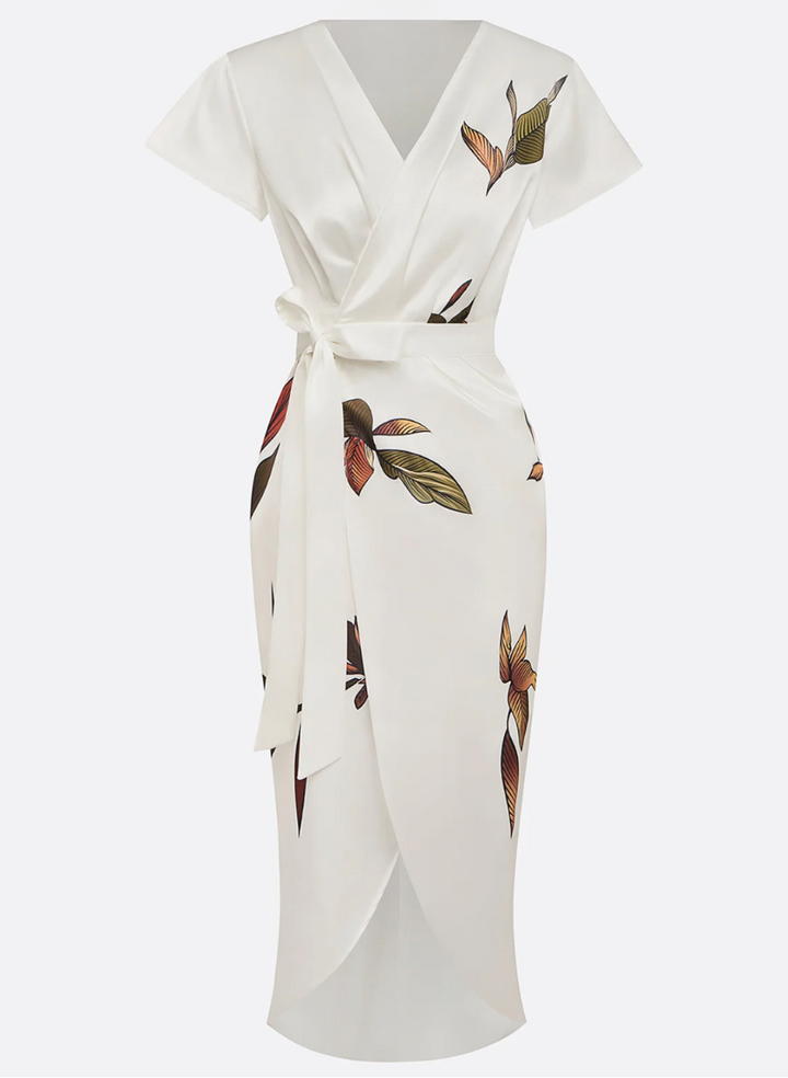 Beverly - Rochie Elegantă Din Satin Alb