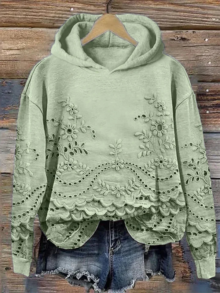 Leenja - Hanorac Casual Cu Textură Floare