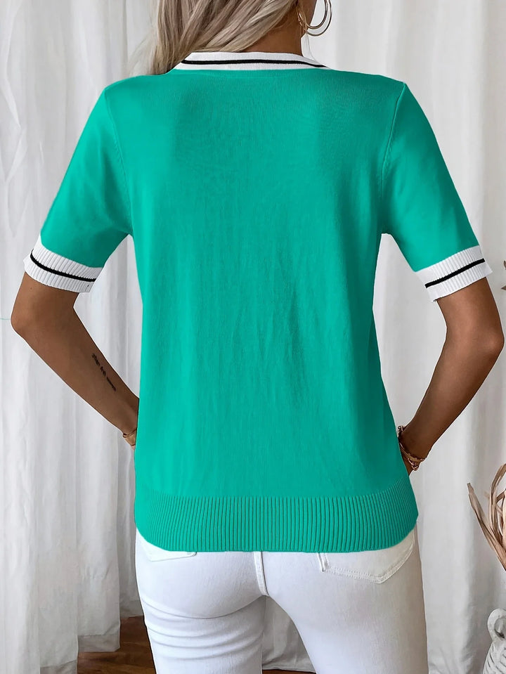 Brunella - Top eleganță Din Tricot Cu Decolteu In V