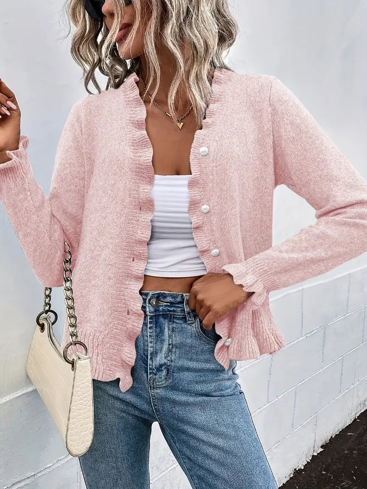 Hanifa - Cardigan Elegant Tricotat Cu Nasturi