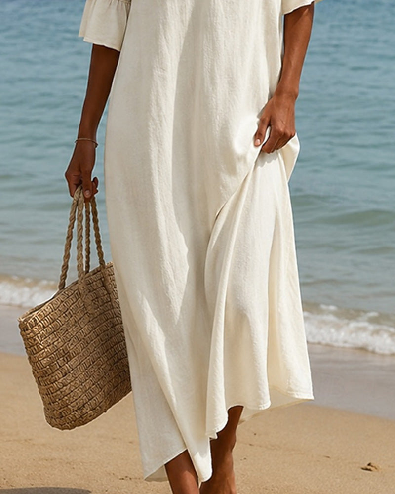 Nellina – Rochie Cu Decolteu Adânc în V și Volane