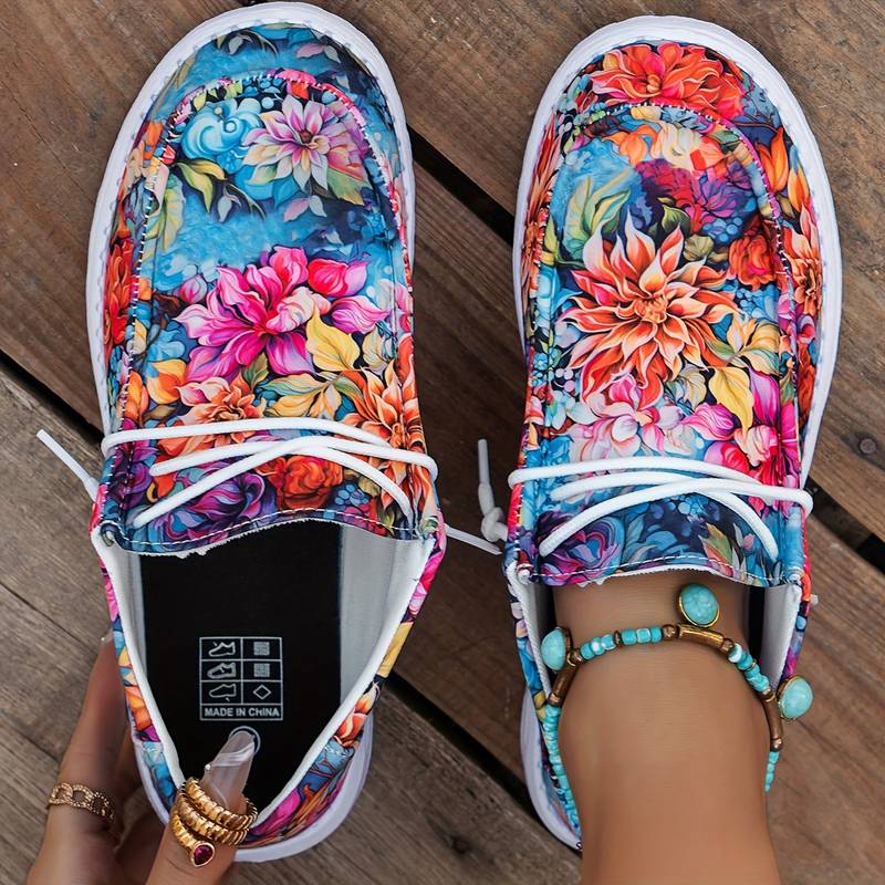 Meiriya - Adidași Casual cu Imprimeu Floral Mare