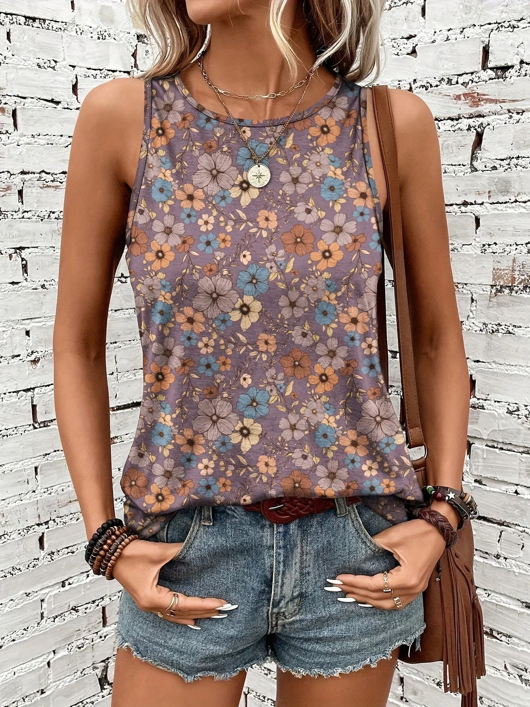 Lilou - Top Casual De Vară Cu Imprimeu Floral