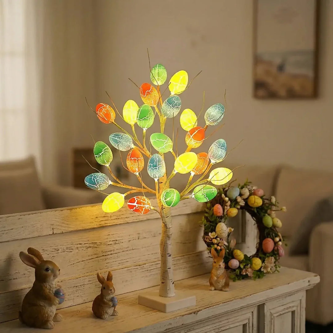 SpringAura - Brad Iuminos de Paște cu LED-uri Colorate Pentru Decorarea Festivă a Casei