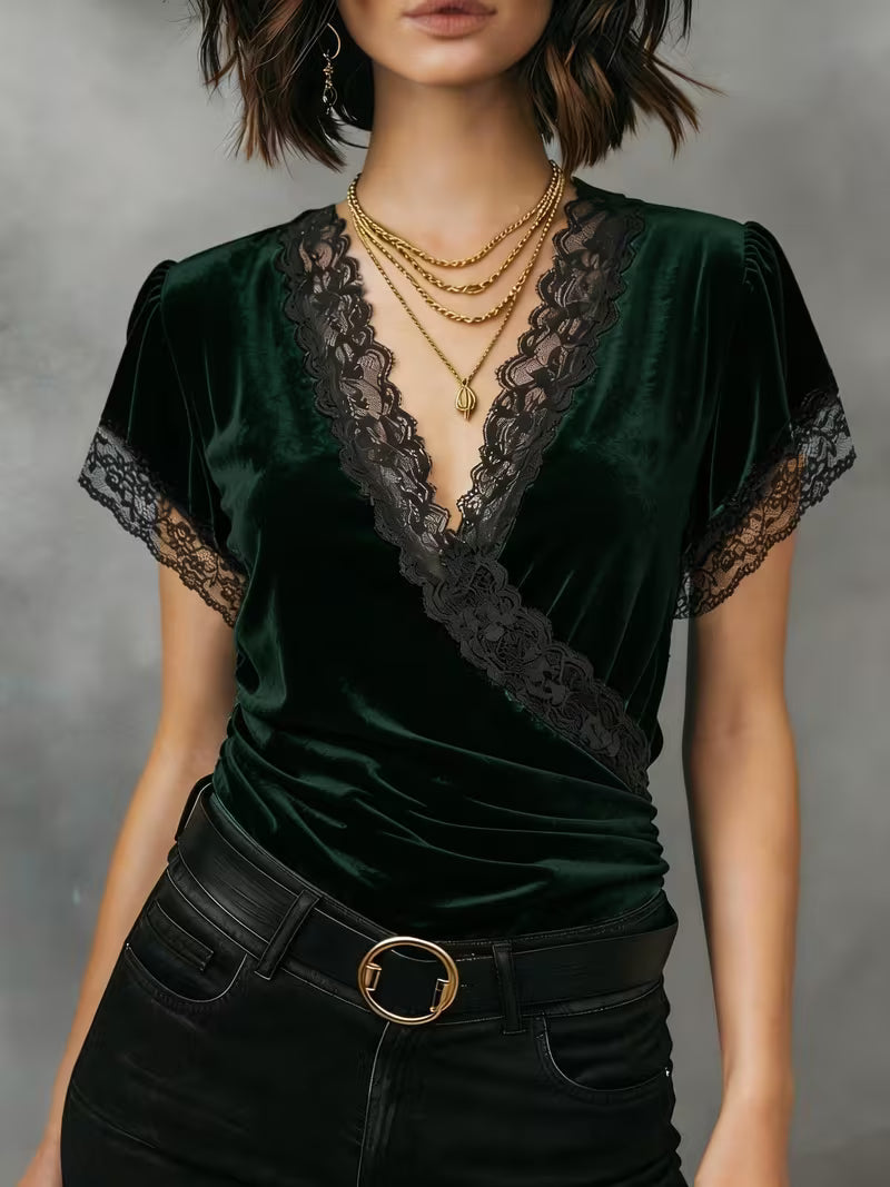 Jalisa - Bluză Vintage Din Catifea Cu Model De Lebădă