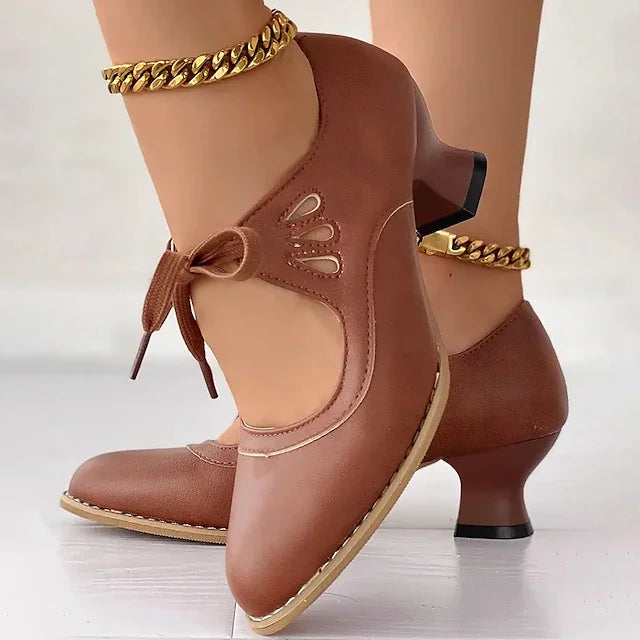 Zydrune - Pantofi cu Toc înalt Din Piele Vintage