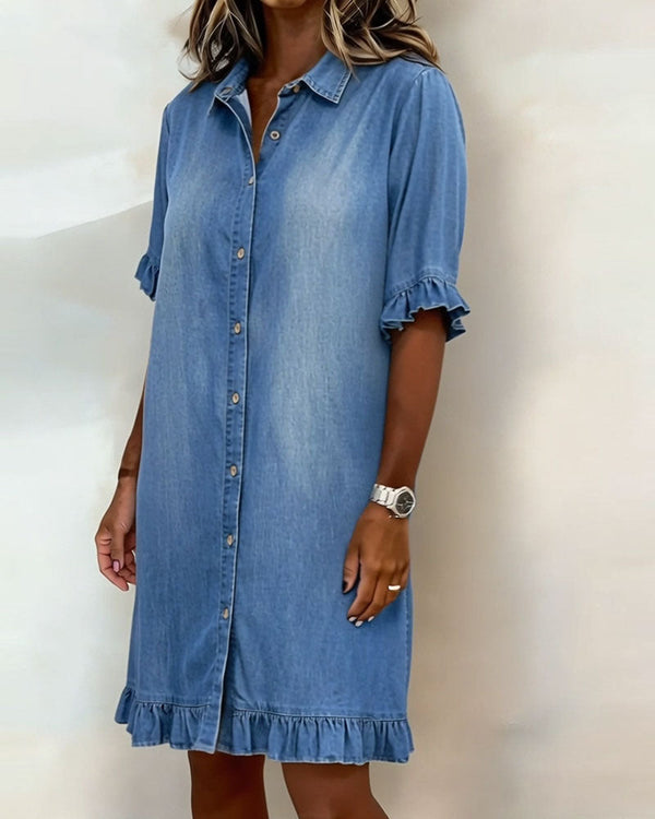 Ndapewa - Rochie Confortabilă Din Denim cu Croială Avantajoasă