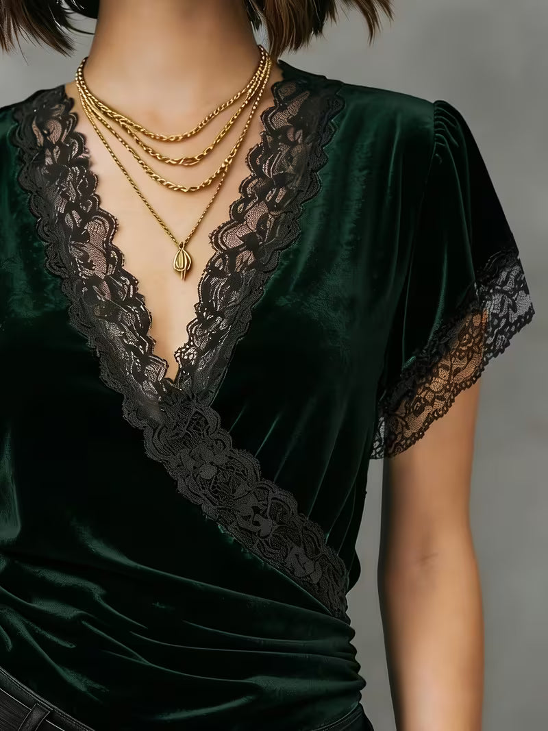 Jalisa - Bluză Vintage Din Catifea Cu Model De Lebădă