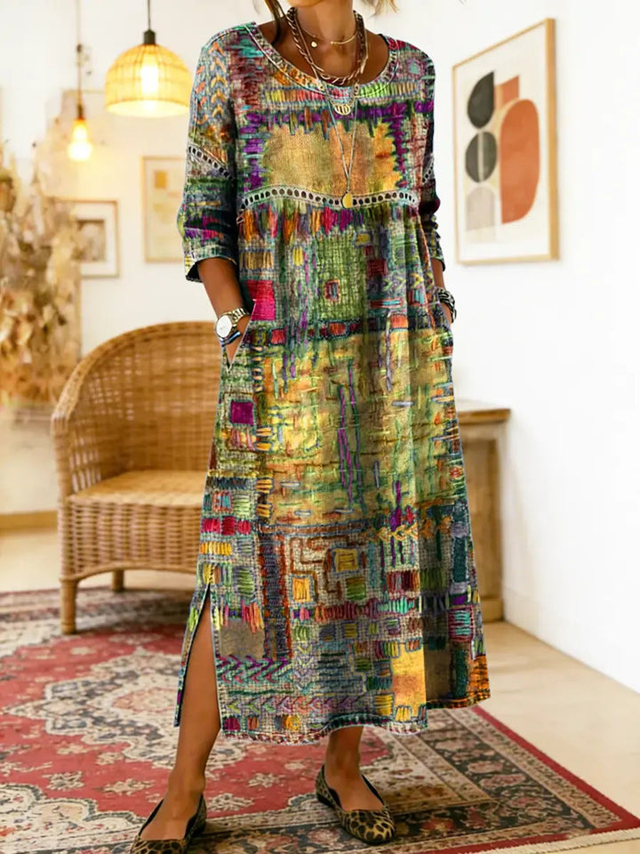 Nihada - Rochie Midi Artistică Evazată