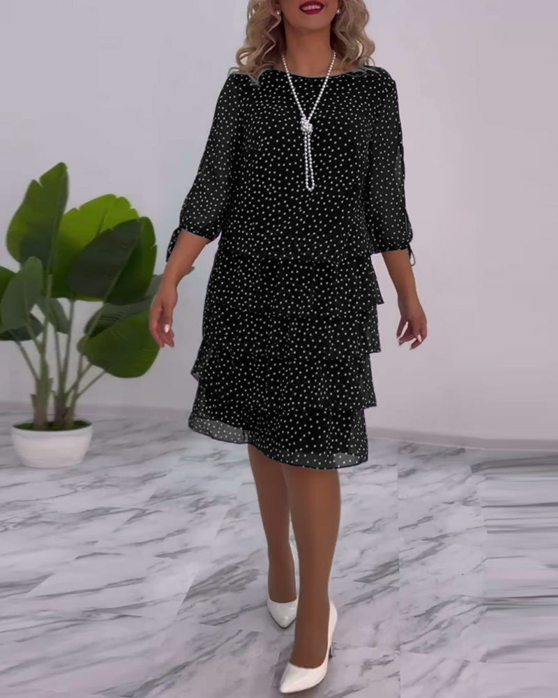 Eralyn - Rochie Cu Volane Si Mâneci Cu Decupaj Si Fundă
