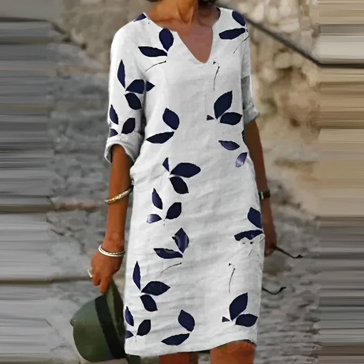 Zadie - Rochie De Vară Cu Imprimeu Frumos Cu Frunze