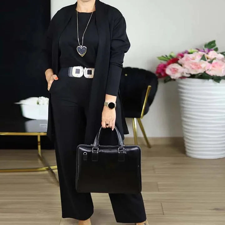 Zivara - Set Elegant Din 3 Piese cu Cardigan Lung, Top și Pantaloni