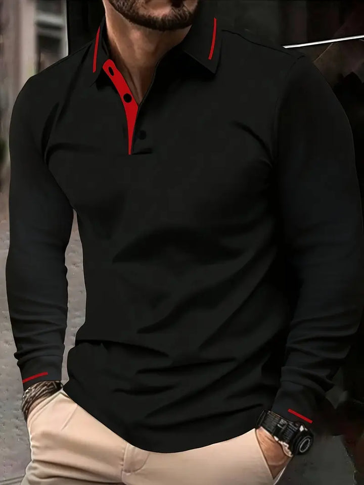 Karunaratne - Tricou Elegant Cu Mâneci Lungi și Guler Polo