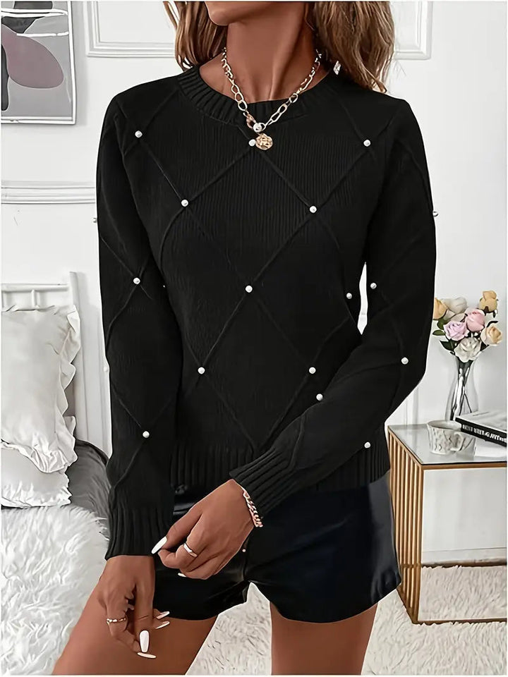Turid - Pulover eleganță Cu Mâneci Lungi Tricotat