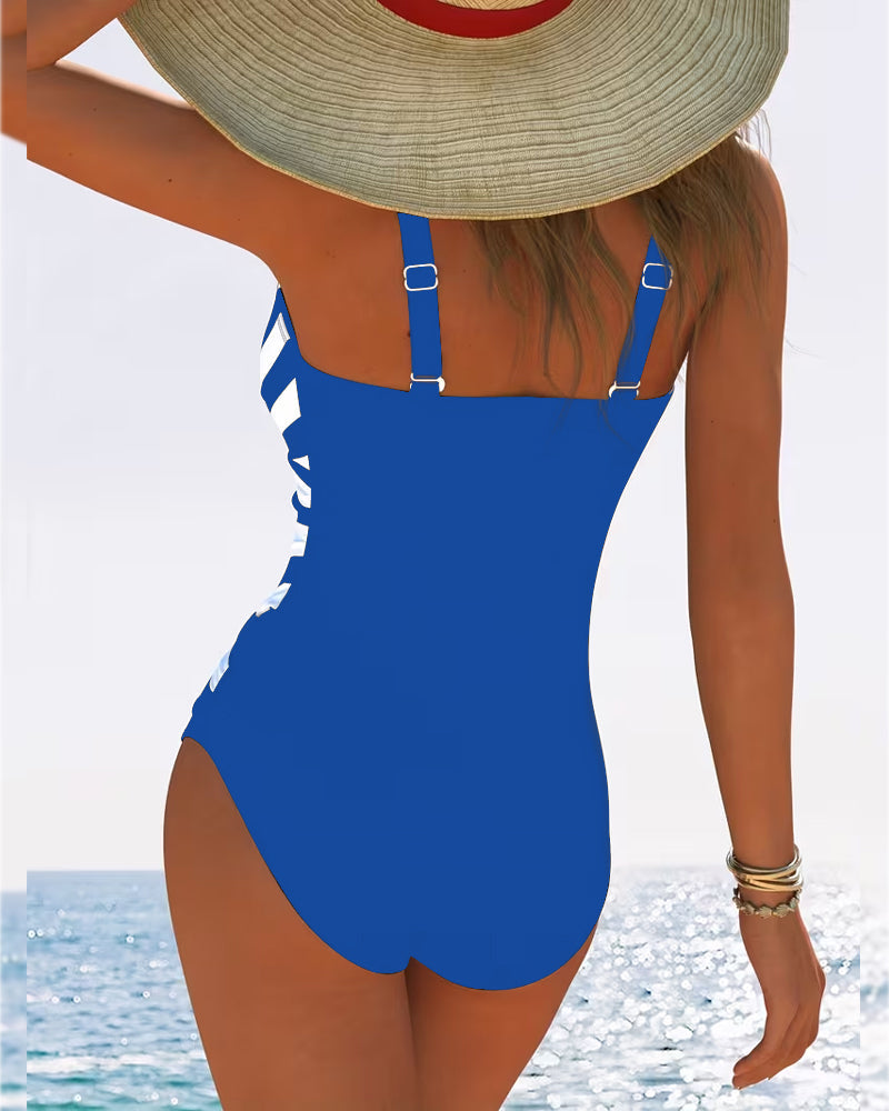 Sulinna - Costum De Baie Integral Casual, Cu Dungi