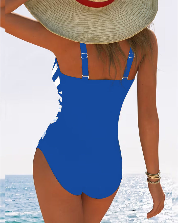 Sulinna - Costum De Baie Integral Casual, Cu Dungi